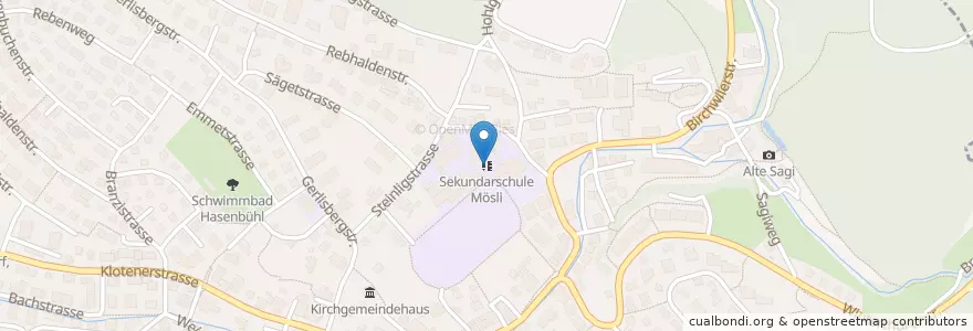 Mapa de ubicacion de Sekundarschule Mösli en İsviçre, Zürih, Bezirk Bülach, Bassersdorf.