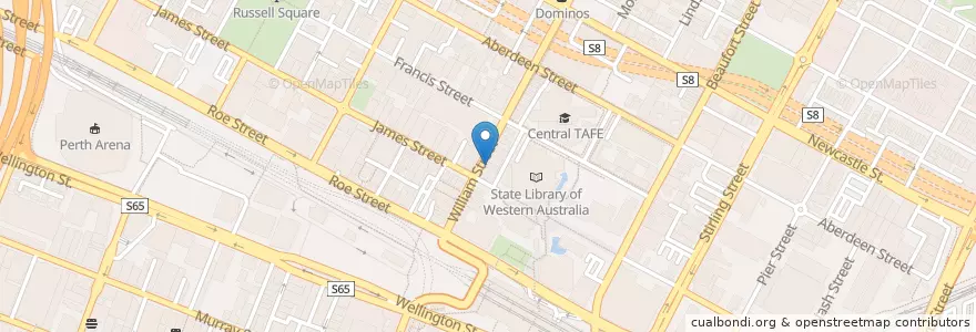 Mapa de ubicacion de Shadow Wine Bar en Australië, West-Australië, City Of Perth.