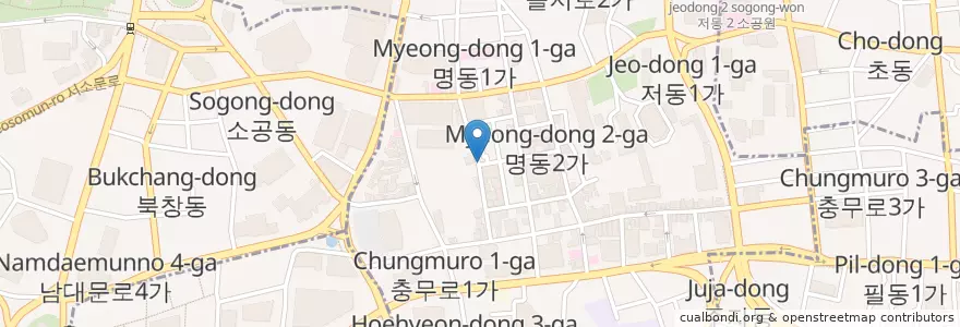 Mapa de ubicacion de 荒謬的生肉 en 韩国/南韓, 首尔, 明洞.