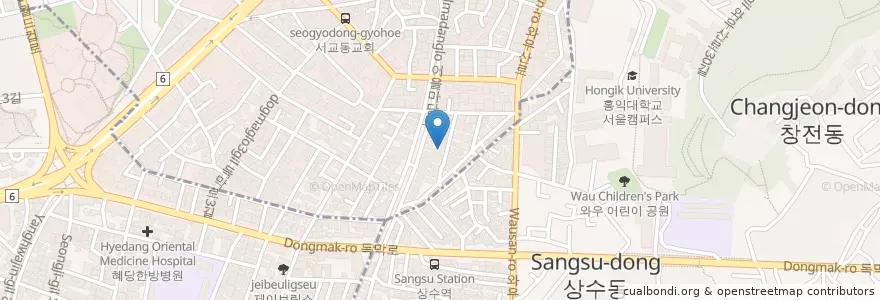 Mapa de ubicacion de Cafe aA museum en Zuid-Korea, Seoel, 마포구, 서교동.