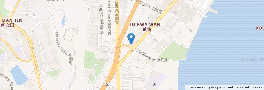 Mapa de ubicacion de 上海商業銀行土瓜灣分行 en China, Guangdong, Hong Kong, Kowloon, Wilayah Baru, 九龍城區 Kowloon City District.