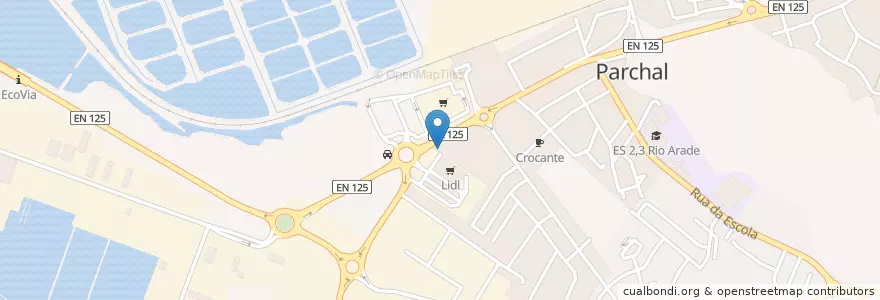 Mapa de ubicacion de Crocante en 포르투갈, Algarve, Algarve, Faro, Lagoa, Estômbar E Parchal.
