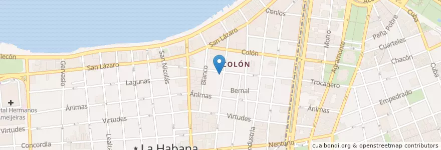 Mapa de ubicacion de Policlinico en キューバ, La Habana, Centro Habana.