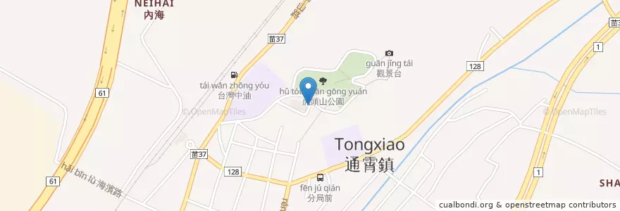Mapa de ubicacion de 日本帝國通霄神社 en 台湾, 台湾省, 苗栗県, 通霄鎮.