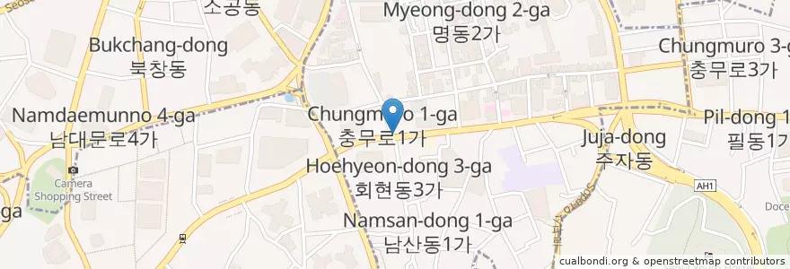 Mapa de ubicacion de Isaac Toast I Myeongdong en Corea Del Sud, Seul, 중구, 명동.