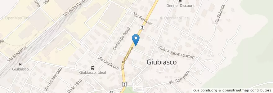 Mapa de ubicacion de Posta Giubiasco en İsviçre, Ticino, Distretto Di Bellinzona, Circolo Di Bellinzona, Bellinzona.