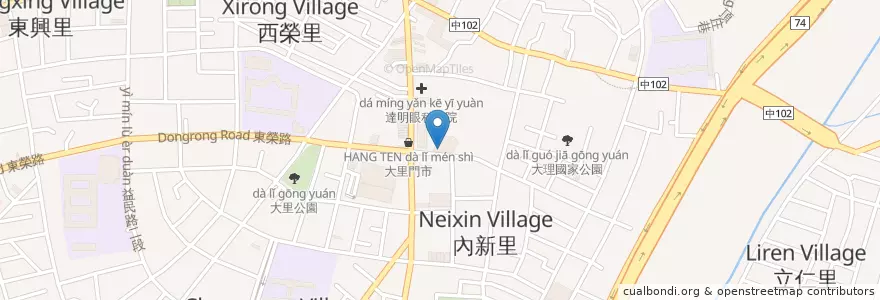Mapa de ubicacion de 八吋鍋 en 타이완, 타이중 시, 다리구.