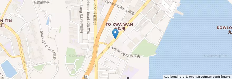 Mapa de ubicacion de 永亨銀行土瓜灣分行 en Chine, Guangdong, Hong Kong, Kowloon, Nouveaux Territoires, 九龍城區 Kowloon City District.