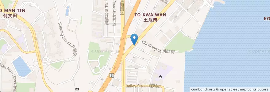 Mapa de ubicacion de 恆生銀行土瓜灣分行 en China, Cantão, Hong Kong, Kowloon, Novos Territórios, 九龍城區 Kowloon City District.