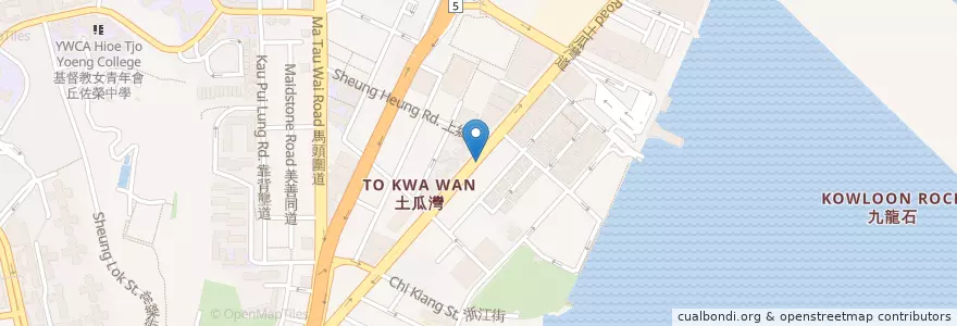 Mapa de ubicacion de 大眾銀行(香港)土瓜灣分行 en China, Provincia De Cantón, Hong Kong, Kowloon, Nuevos Territorios, 九龍城區 Kowloon City District.