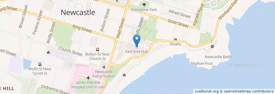Mapa de ubicacion de East End Hub en 오스트레일리아, New South Wales.