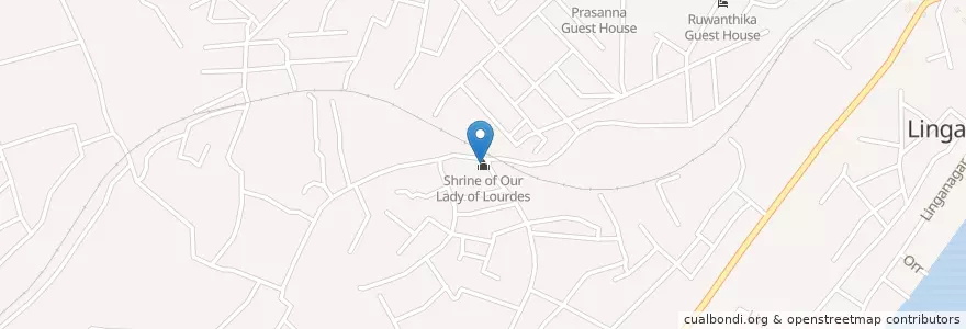 Mapa de ubicacion de Shrine of Our Lady of Lourdes en Sri Lanka, கிழக்கு மாகாணம், තිරිකුණාමළය දිස්ත්‍රික්කය.