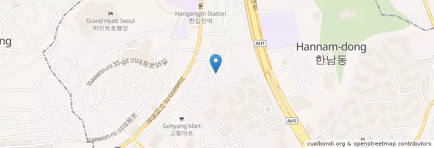 Mapa de ubicacion de Taste of the Moon en Güney Kore, Seul, 용산구, 한남동.