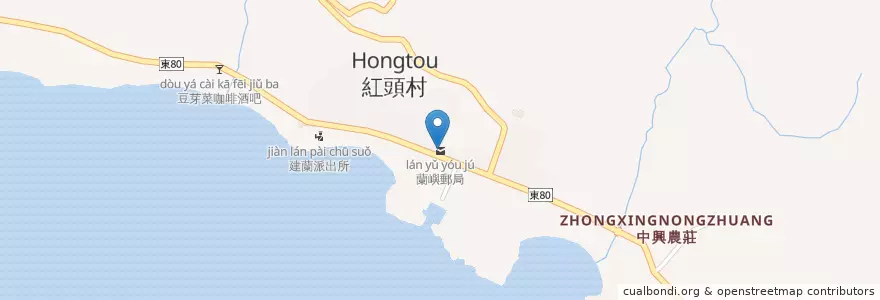 Mapa de ubicacion de 蘭嶼郵局 en 台湾, 台湾省, 台東県, 蘭嶼郷.