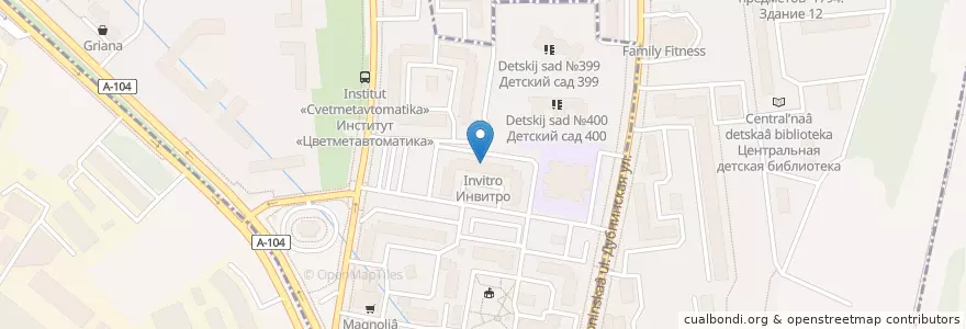Mapa de ubicacion de Инвитро en روسيا, Центральный Федеральный Округ, Москва, Северный Административный Округ, Бескудниковский Район.