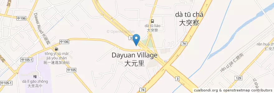 Mapa de ubicacion de 提督府牛肉麵 en Taiwan, Taichung, Distretto Di Dali.