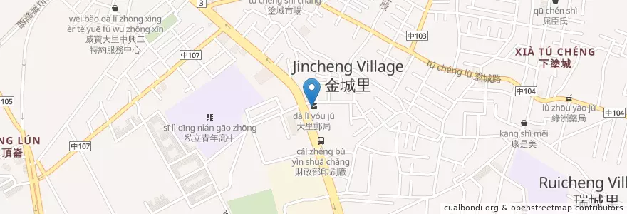 Mapa de ubicacion de 古味食補-薑母鴨 en Tayvan, Taichung, 大里區.