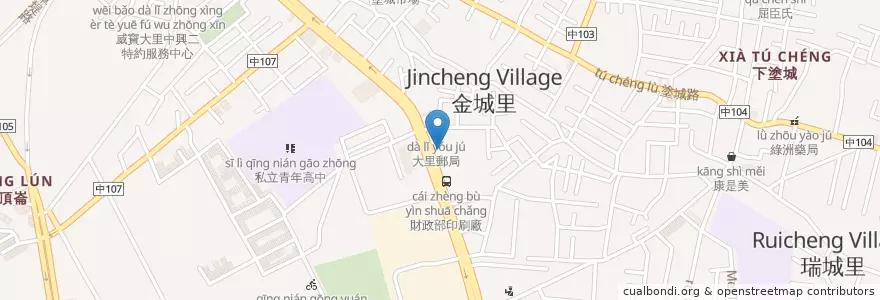 Mapa de ubicacion de 連福藥局 en تایوان, تایچونگ, 大里區.