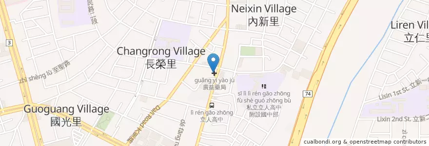 Mapa de ubicacion de 廣益藥局 en Taiwán, Taichung, 大里區.