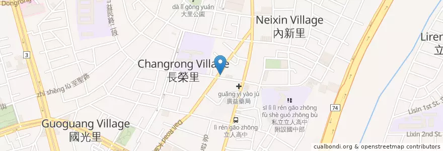 Mapa de ubicacion de 三多吉養生素食蔬食坊 en Taiwan, Taichung, Dali.