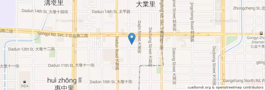 Mapa de ubicacion de 十二街蔬活館 en 台湾, 台中市, 南屯区.