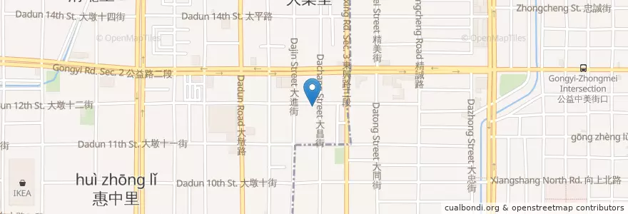 Mapa de ubicacion de 二分之一泰式小館 en Taïwan, Taichung, 南屯區.