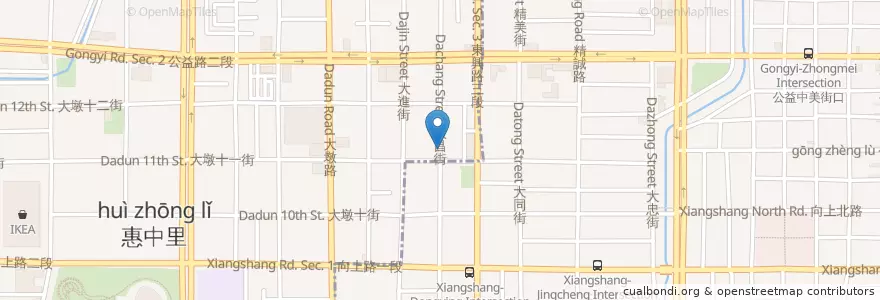 Mapa de ubicacion de 松村燻之味 en Taiwan, Taichung, 南屯區.