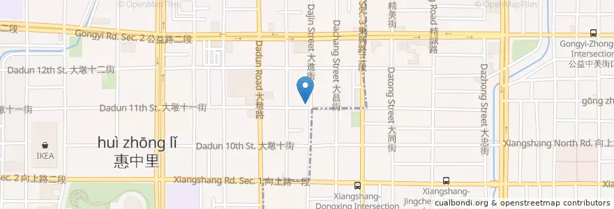 Mapa de ubicacion de 綠蓋茶‧館 en Taiwán, Taichung, 南屯區.