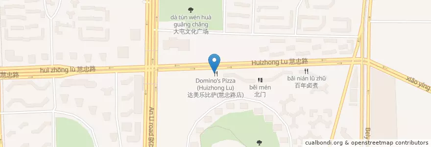 Mapa de ubicacion de 达美乐比萨(慧忠路店) en Cina, Pechino, Hebei, 朝阳区 / Chaoyang.