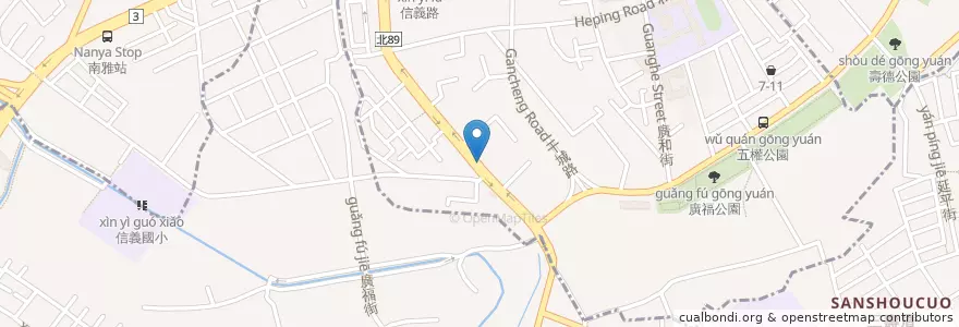 Mapa de ubicacion de 3Q手工粉條冰 en تايوان, تايبيه الجديدة, 土城區, 板橋區.