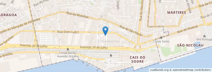 Mapa de ubicacion de Mercado da Ribeira/Cais do Sodré en Portugal, Metropolregion Lissabon, Lissabon, Großraum Lissabon, Lissabon, Misericórdia.