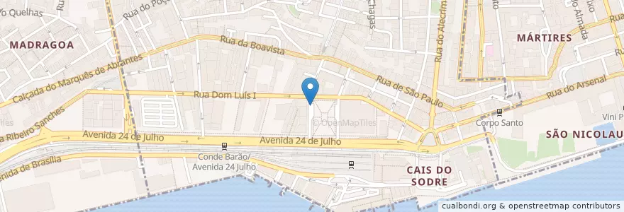 Mapa de ubicacion de Mercado da Ribeira/Cais do Sodré en Португалия, Área Metropolitana De Lisboa, Лиссабон, Grande Lisboa, Лиссабон, Misericórdia.
