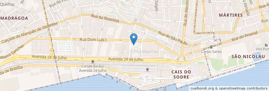 Mapa de ubicacion de Quiosque do Cais en البرتغال, Área Metropolitana De Lisboa, Lisboa, Grande Lisboa, لشبونة, Misericórdia.