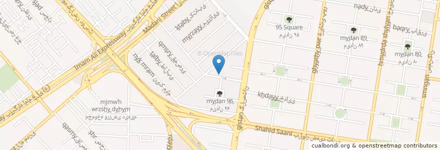 Mapa de ubicacion de مسجد امام جعفر صادق en ایران, استان تهران, شهرستان تهران, تهران, بخش مرکزی شهرستان تهران.