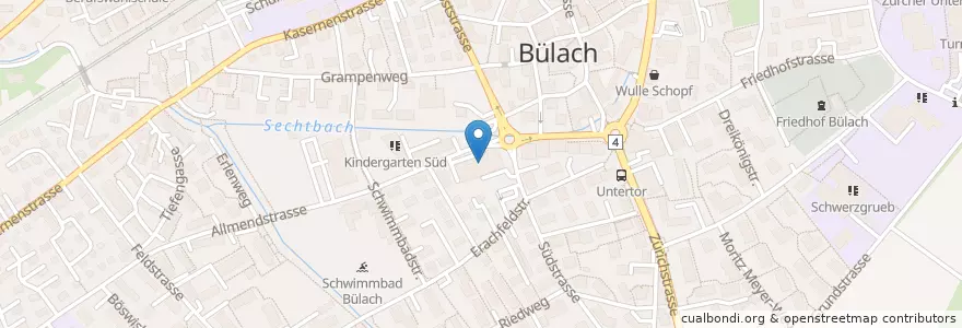 Mapa de ubicacion de Stiftung Alterszentrum Region Bülach en سويسرا, زيورخ, Bezirk Bülach, Bülach.