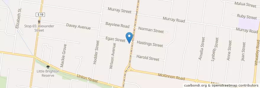 Mapa de ubicacion de Largo Cafe en オーストラリア, ビクトリア, City Of Bayside.