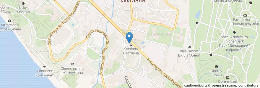 Mapa de ubicacion de Мама Мия en Rusya Federasyonu, Южный Федеральный Округ, Krasnodar Krayı, Городской Округ Сочи.