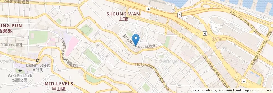 Mapa de ubicacion de 車仔麵世家 en China, Provincia De Cantón, Hong Kong, Isla De Hong Kong, Nuevos Territorios, 中西區 Central And Western District.