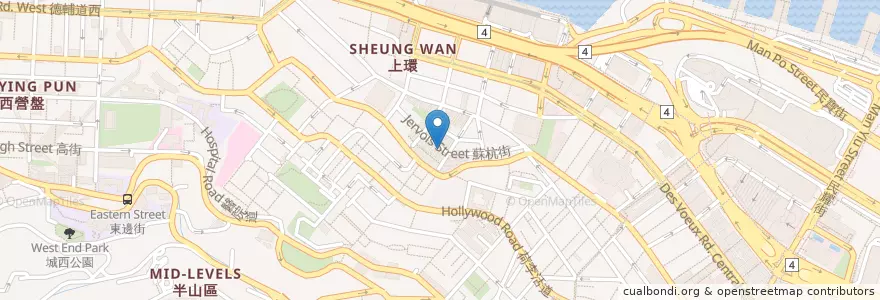 Mapa de ubicacion de 球哥燉湯 en 中国, 広東省, 香港, 香港島, 新界, 中西區 Central And Western District.