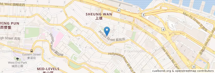 Mapa de ubicacion de La Creperie en Chine, Guangdong, Hong Kong, Île De Hong Kong, Nouveaux Territoires, 中西區 Central And Western District.