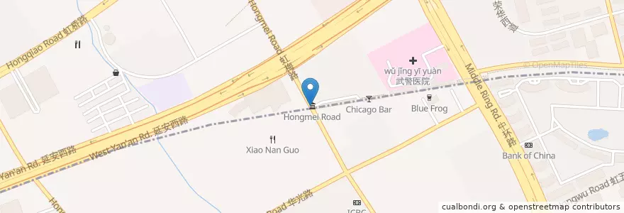 Mapa de ubicacion de Hongmei Road en China, Shanghai, Changning.