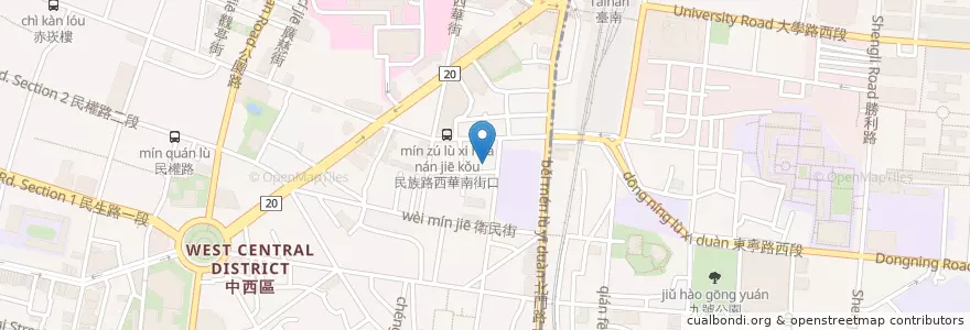 Mapa de ubicacion de 紅門五號 en 臺灣, 臺南市, 中西區.