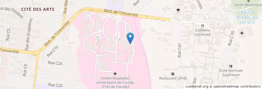 Mapa de ubicacion de faculté de pharmacie en コートジボワール, アビジャン, Cocody.
