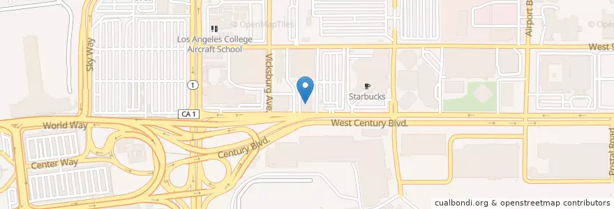 Mapa de ubicacion de Midway (MCar) Car Rental en アメリカ合衆国, カリフォルニア州, Los Angeles County, ロサンゼルス.