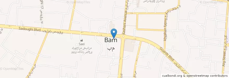 Mapa de ubicacion de بانک سپه en イラン, ケルマーン, شهرستان بم, بخش مرکزی شهرستان بم, بم.