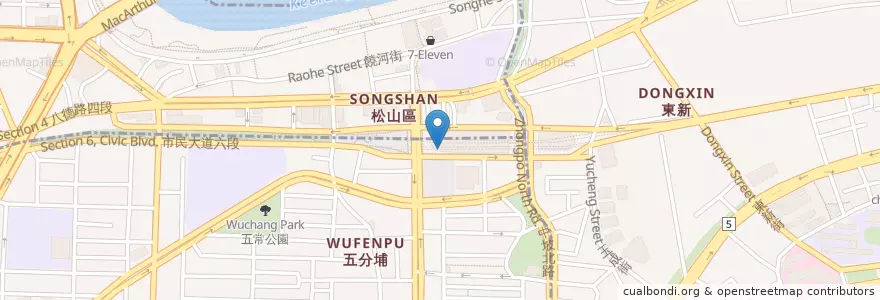 Mapa de ubicacion de 星巴克 en تايوان, تايبيه الجديدة, تايبيه, 松山區.