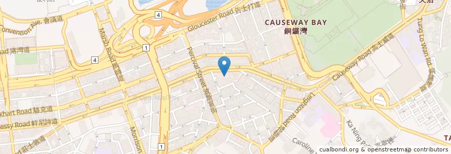 Mapa de ubicacion de 何洪記粥麵專家 en China, Guangdong, Hongkong, Hongkong, New Territories, 灣仔區 Wan Chai District.