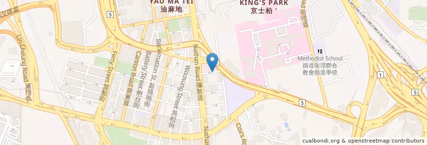 Mapa de ubicacion de 翠華餐廳 Tsui Wah Restaurant en China, Cantão, Hong Kong, Kowloon, Novos Territórios, 油尖旺區 Yau Tsim Mong District.