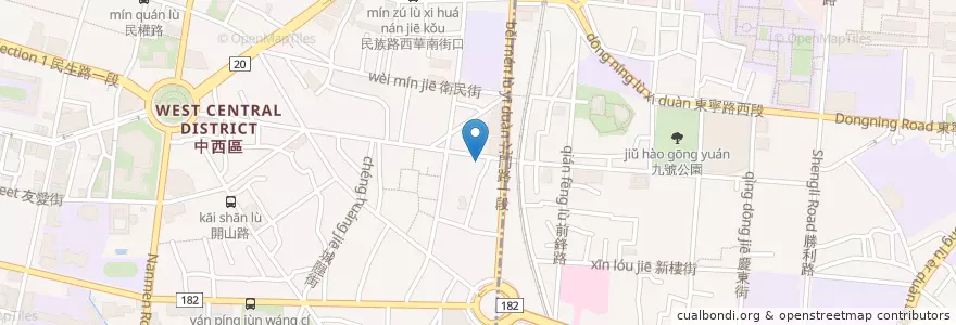 Mapa de ubicacion de FI5VE urban stay en Taiwan, Tainan, Zhongxi District.