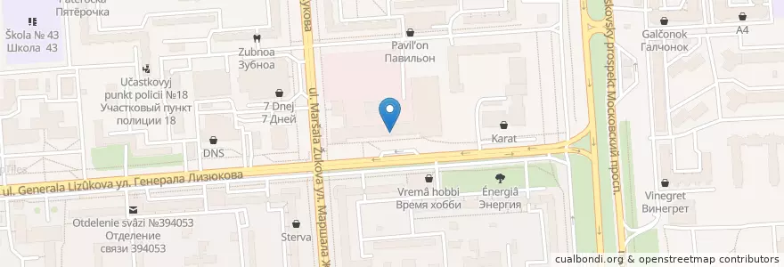 Mapa de ubicacion de Международный Строительный Банк en Rusland, Centraal Federaal District, Oblast Voronezj, Городской Округ Воронеж.
